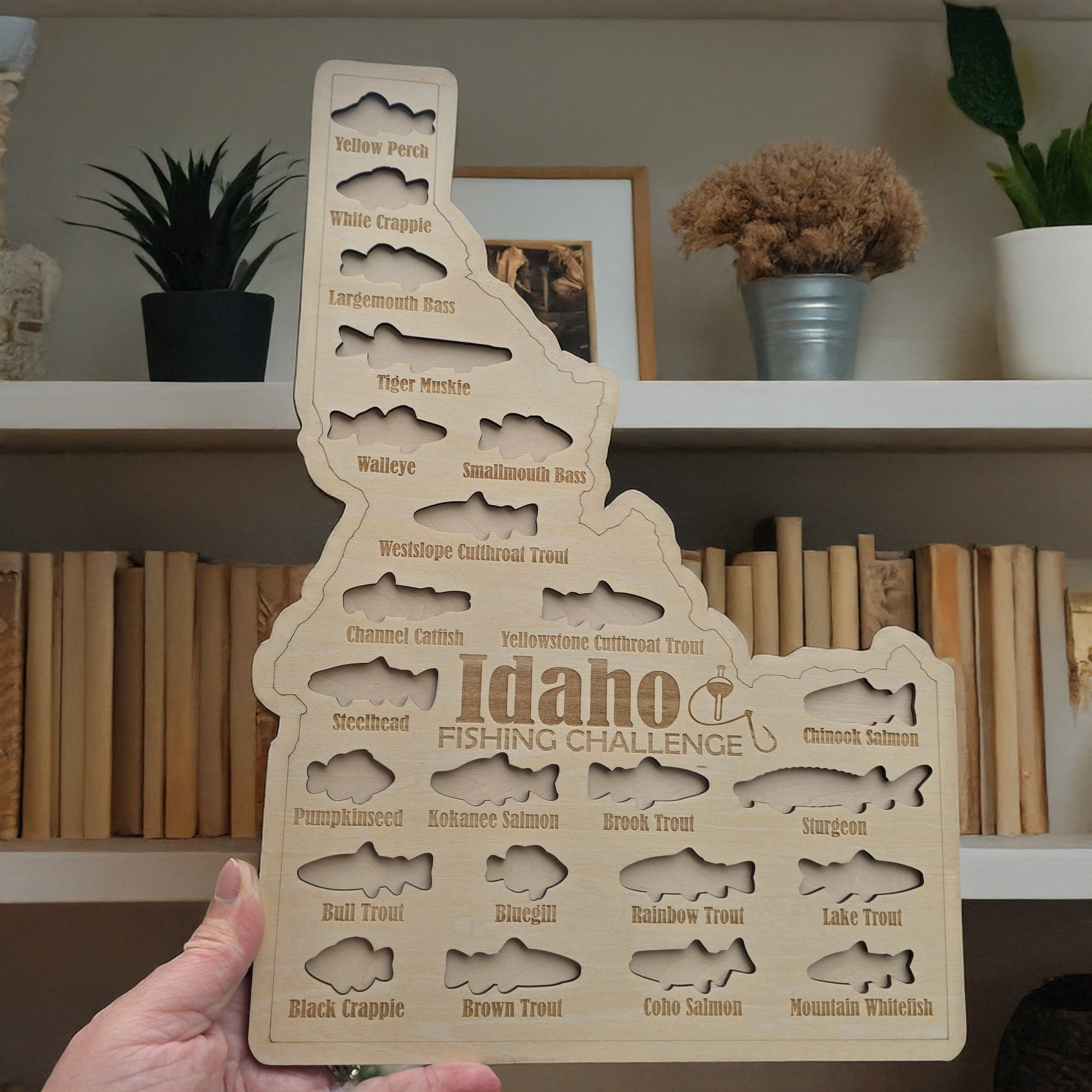 Idaho Fishing Challenge Map, Custom State Wooden Sign, Gifts for Anglers, Fishing Reels, Fishing Gifts for Dad
