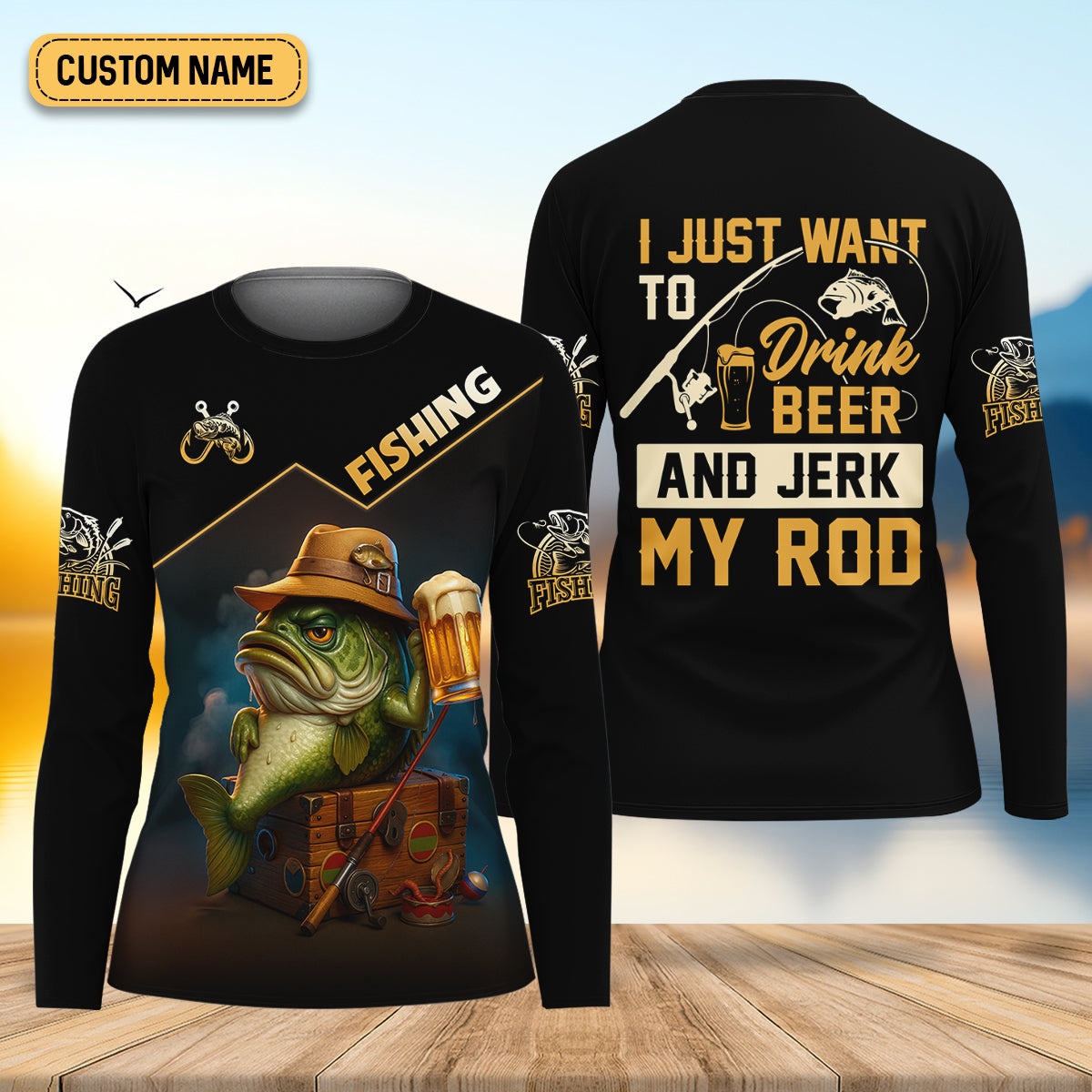 I Just Want To Drink Beer And Jerk My Rod Funny Fishing Shirt, Female Fishing Shirts, UV Protection Clothing
