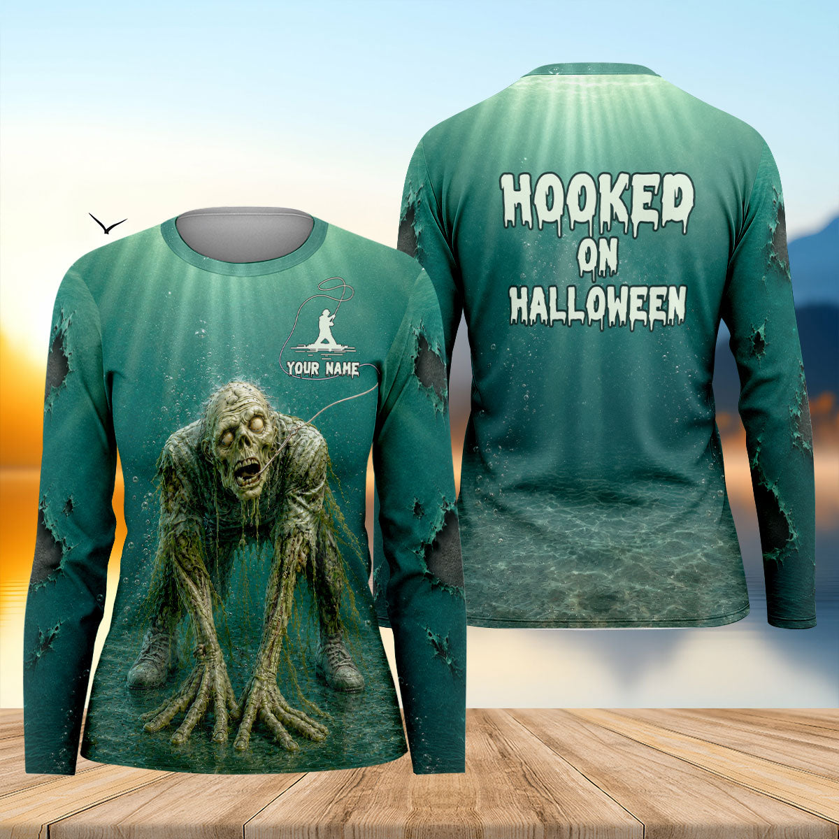 Custom Name Hooked On Halloween UPF Shirt, Fishing Shirts For Women, Women's Fishing Shirts