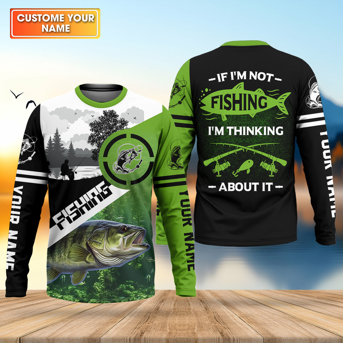 Personalized Bass Fishing Shirt, If I’m Not Fishing I’m Thinking About It Shirt, Fishing UPF Shirts