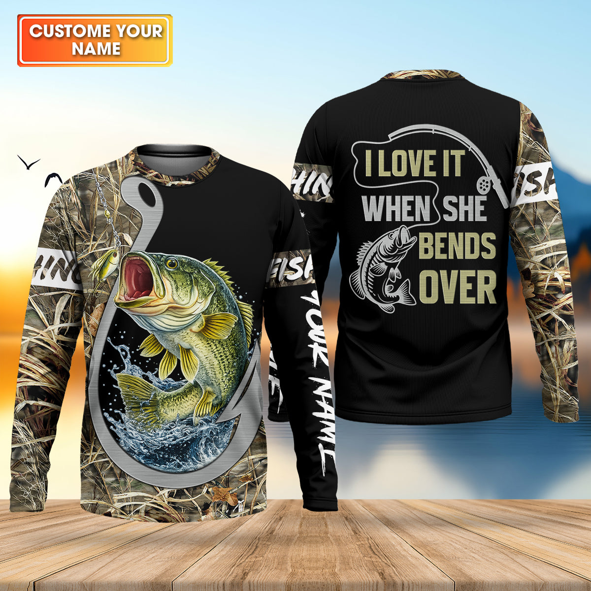 Love It When The Line Bends, Fishing UPF Shirts, Funny Fishing Shirt