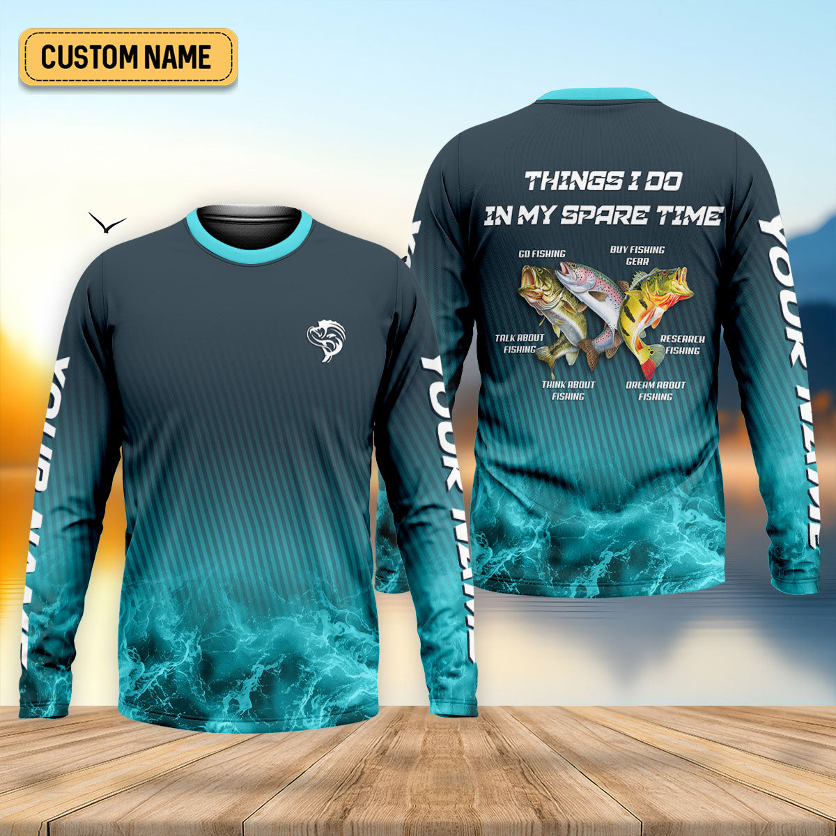 Personalized Fishing Shirt for Men, Funny Angler Long Sleeve UPF Shirt, Things I Do in My Spare Time Fisherman Gift