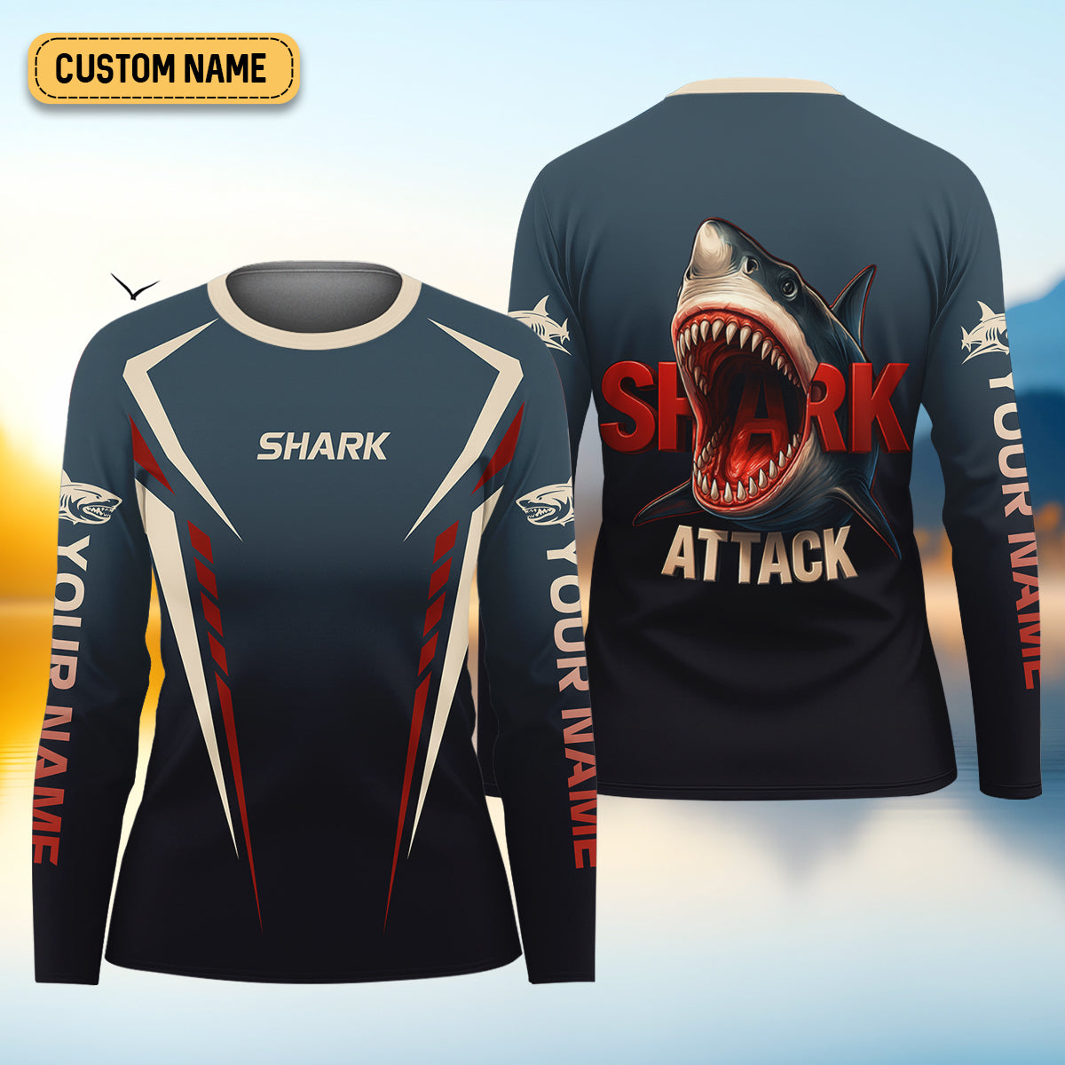 Shark Attack Fishing UPF Shirts, Fishing Jersey, Fishing Tournament Shirt, Fishing Shirt For Women