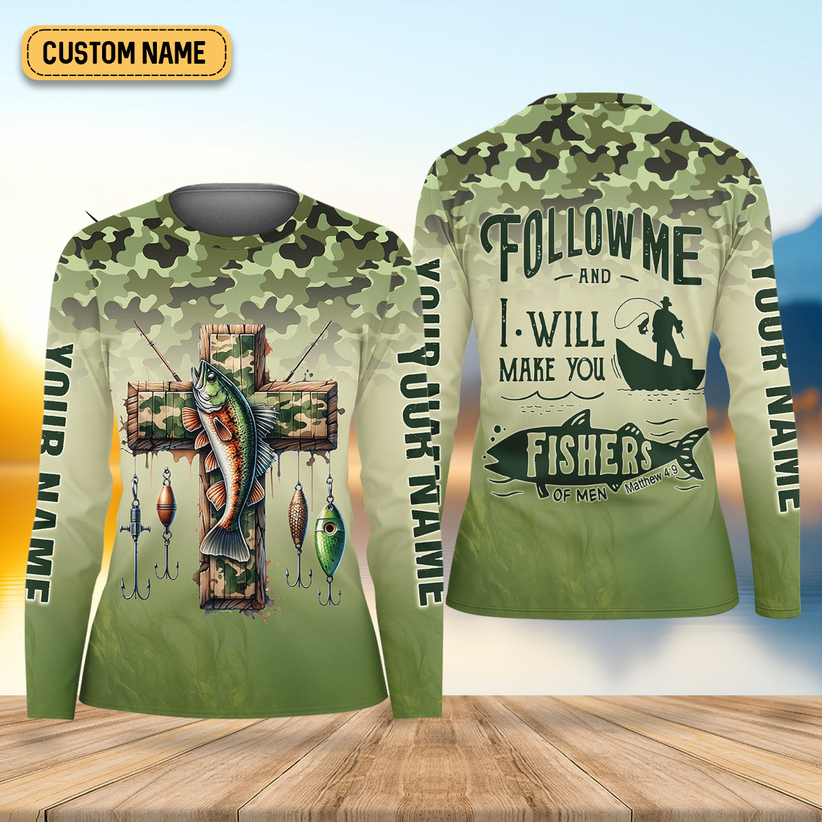 I Will Make You Fishers Of Men Camouflage Fishing Shirts, Fishing UPF Shirts, Christian Fishing Shirt For Women