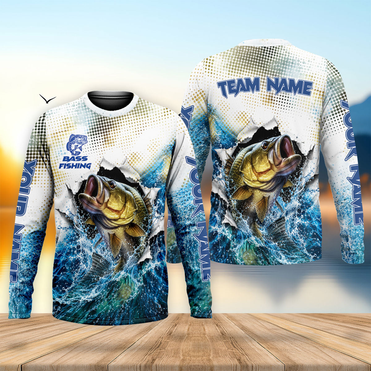 Custom Name And Team Bass Fishing UPF Shirt, Fishing Shirts For Men, Mens Fishing Shirts
