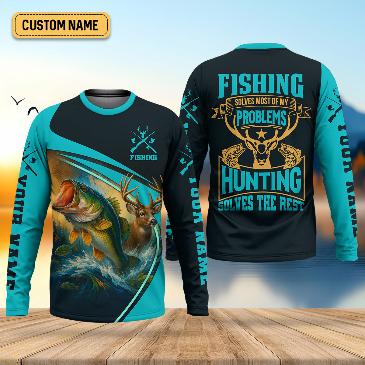 Fishing Solves Most Of My Problems Fishing UPF Shirts, Fishing Gifts For Men, Fishing And Hunting SPF Shirt