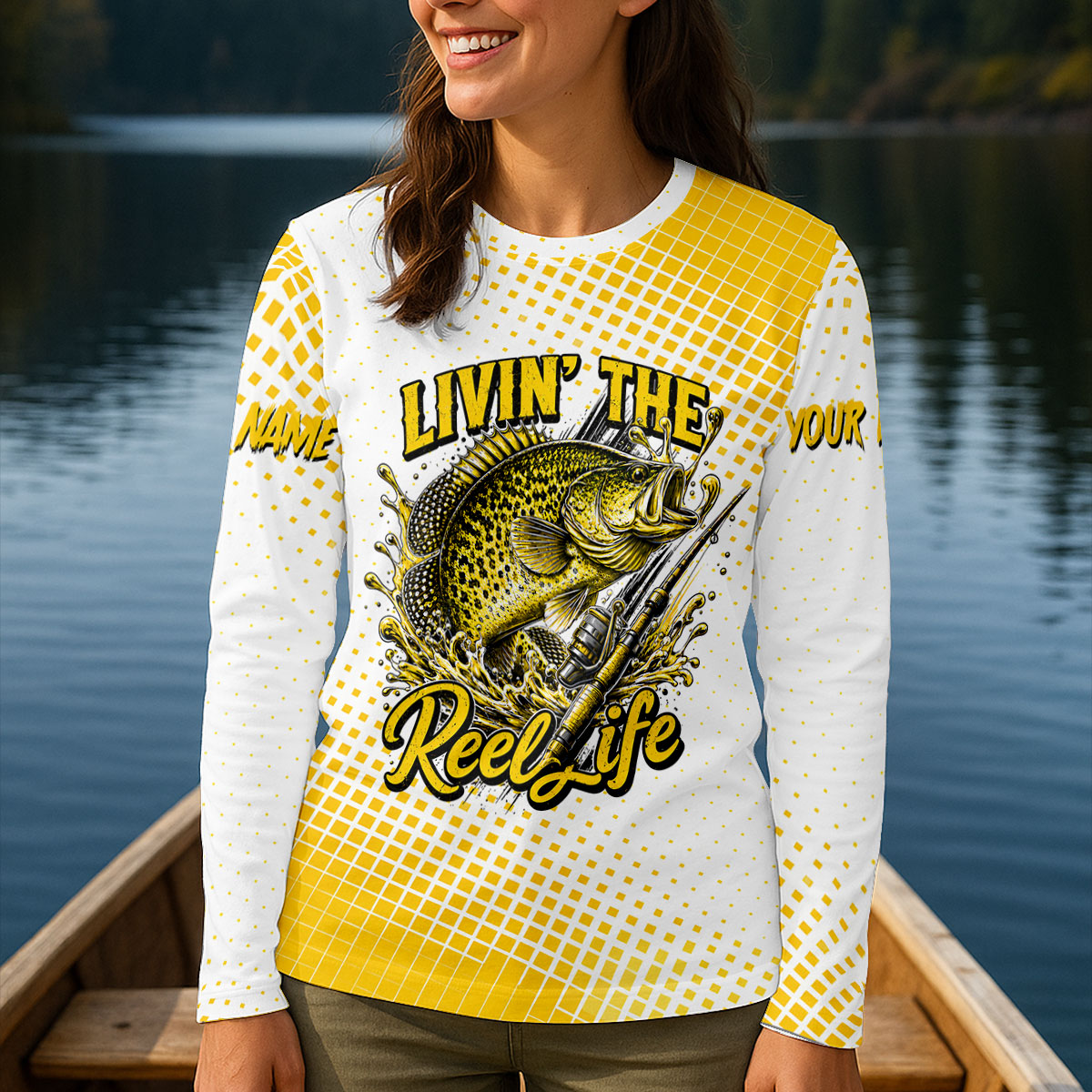 Custom Name Livin' The Reel Life UPF Shirt, Fishing Shirts For Women, Women's Fishing Shirts