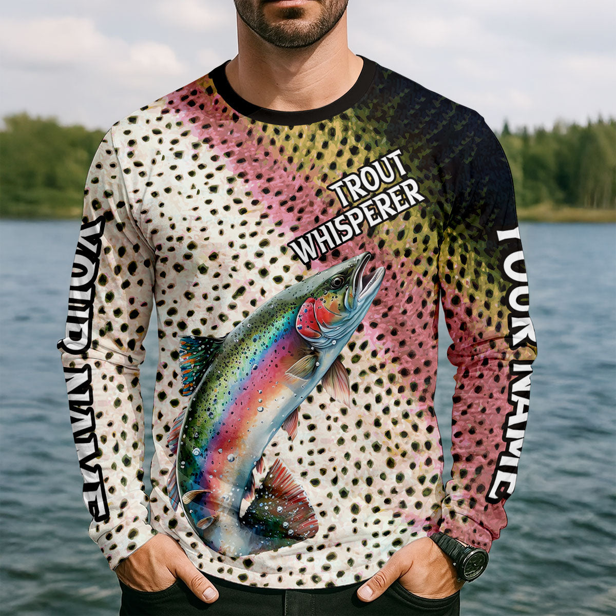 Trout Whisperer Rainbow Trout UPF Shirt, Fishing Shirts For Men, Mens Fishing Shirts
