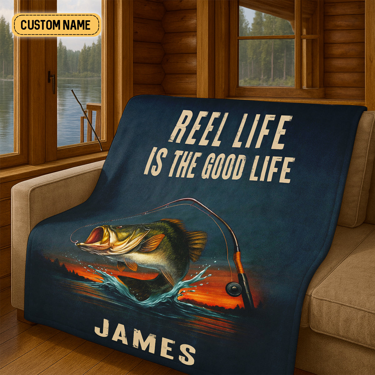 Reel Life Is The Good Life Custom Name Blanket, Fishing Blanket, Presents For Fishermen, Gift For Fishing Lover