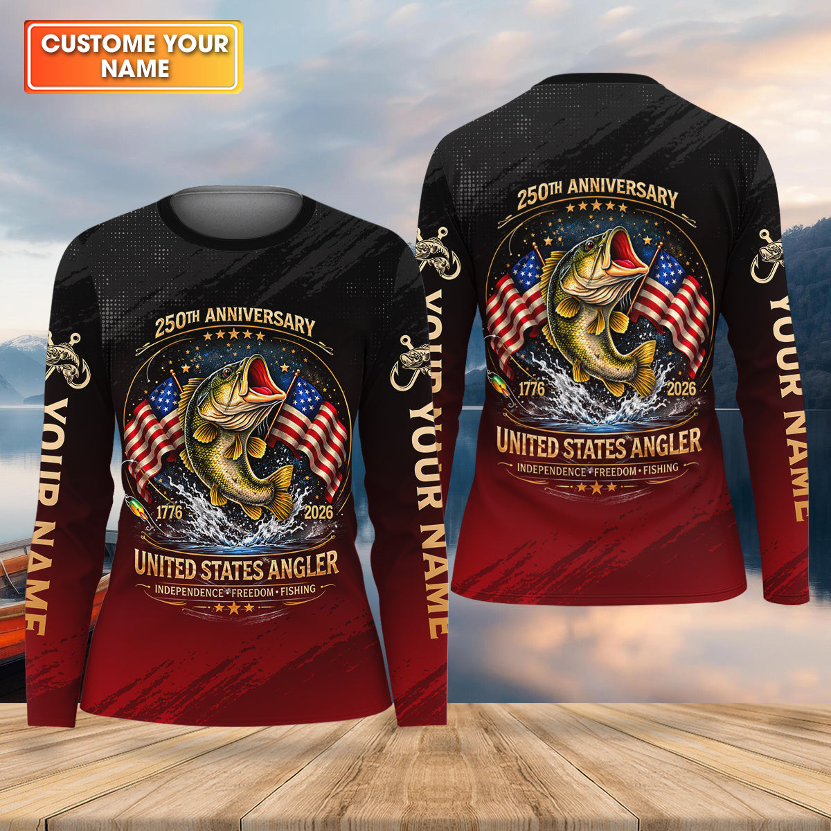 250th Anniversary Independence Freedom Fishing Patriotic Fishing Shirt, Fishing UPF Shirts, Women Fishing Shirt