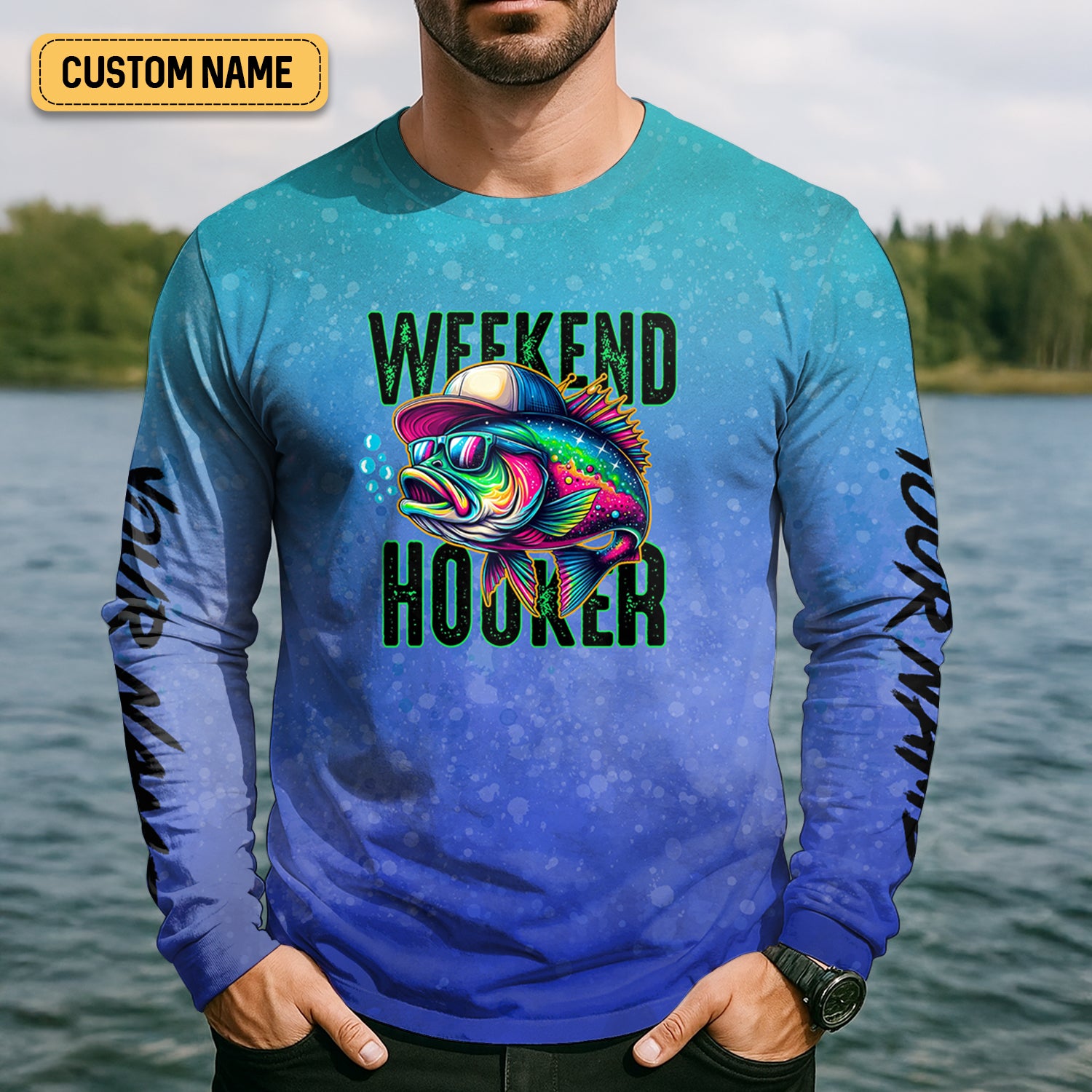 Weekend Hooker Blue Purple Fishing UPF Shirts, Long Sleeve Sun Shirt, Gift For Fisherman