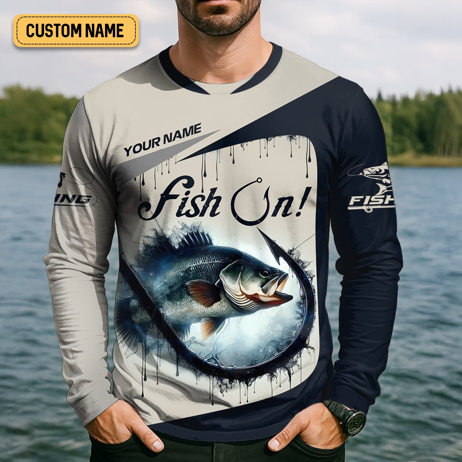 Bass Fishing Shirt, Long Sleeve Sun Shirt, Camo Long Sleeve Shirt, Mens Fishing Shirt