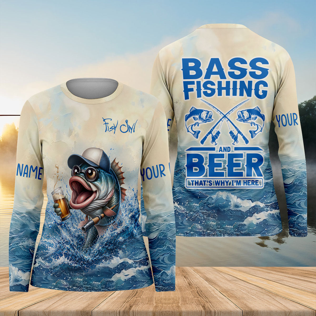 Custom Bass Fishing And Beer That’s Why I’m Here Shirt, Fishing Shirts, Womens Fish Shirts