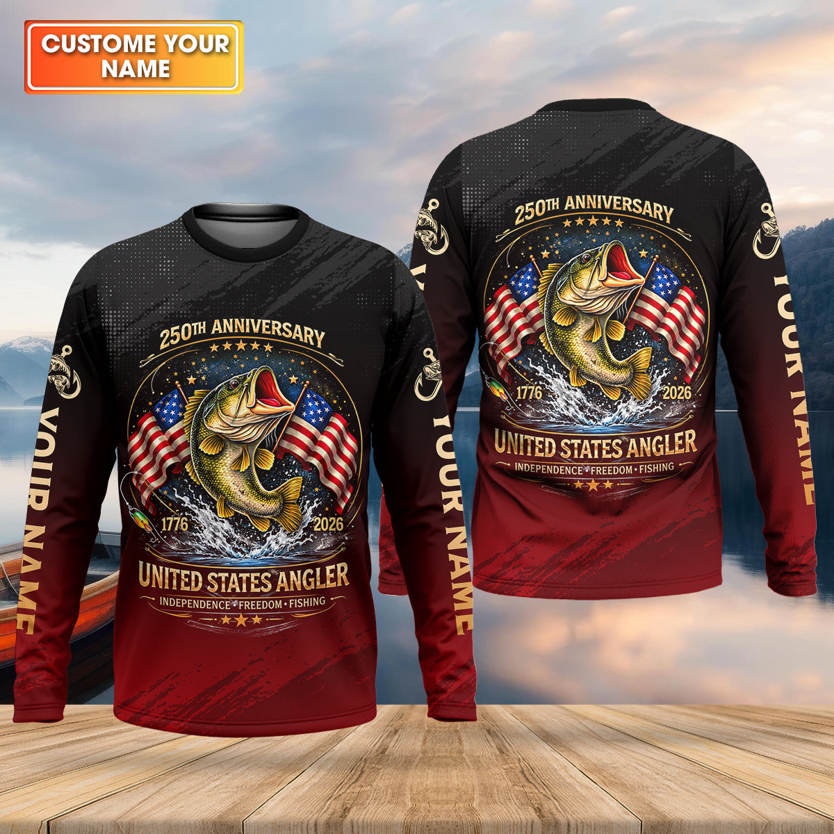 250th Anniversary Independence Freedom Fishing Patriotic Fishing Shirt, Fishing UPF Shirts, Fishing Shirts For Men