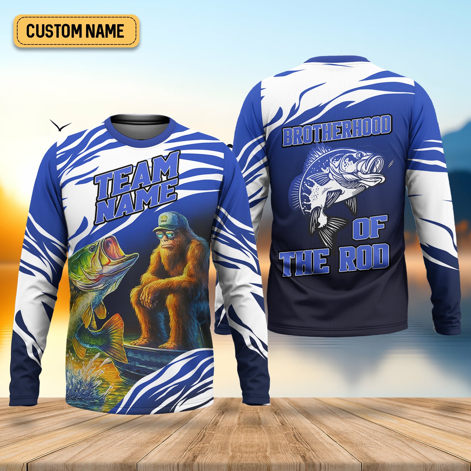 Brotherhood Of The Rod, Bigfoot Fishing Shirt, Long Sleeve Sun Shirt, Presents For Fishermen