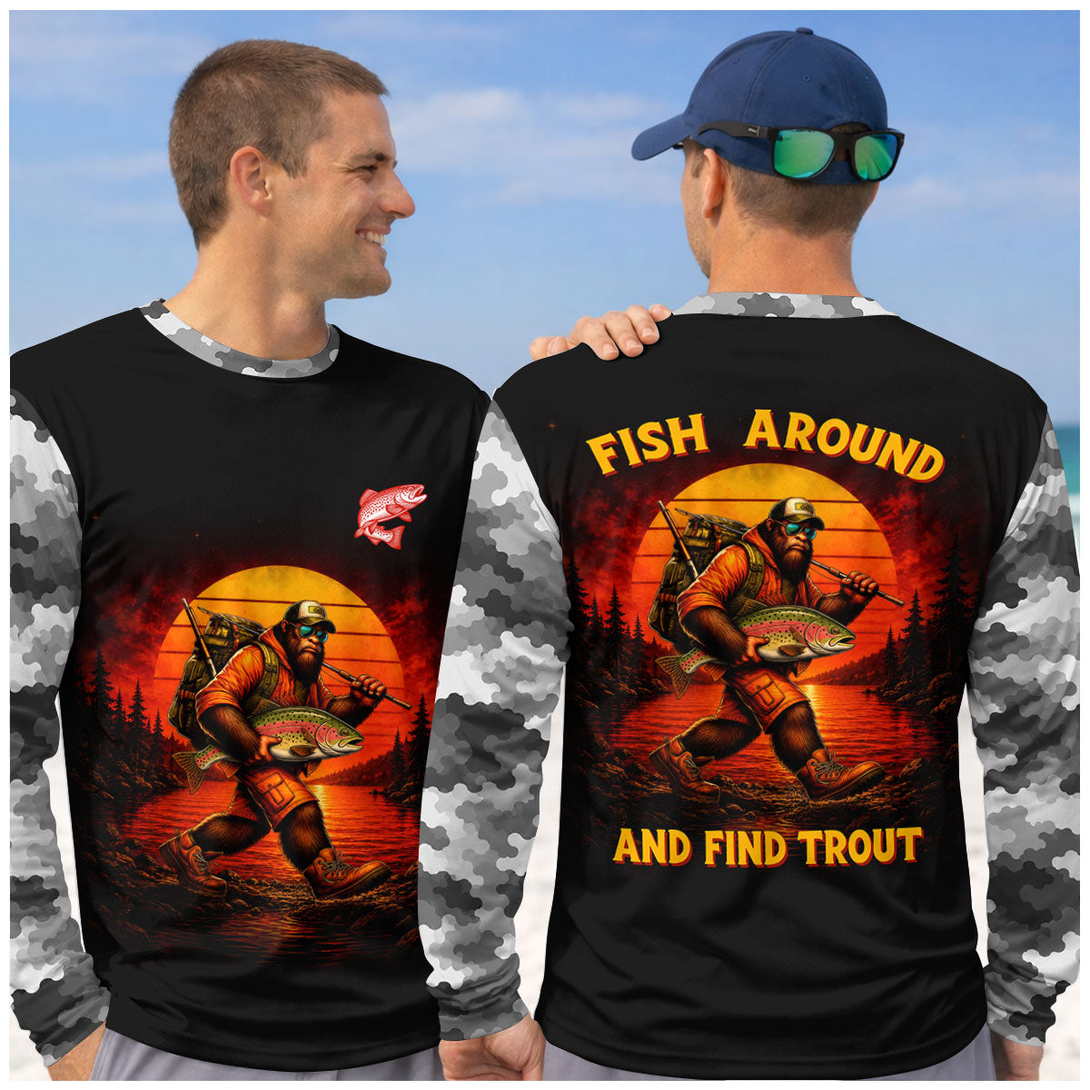 Fish Around And Find Trout Fishing Shirt, Long Sleeve Fishing Shirt, Fishing Shirts For Men