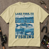 Lake Fork Texas Bass Fishing Scenic Collage T-Shirt, Angler Shirt, Fishing Graphic Tee