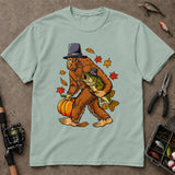 Funny Thanksgiving Bigfoot Bass Fishing T-Shirt, Bass Fishing Shirt, Fishing Graphic Tee
