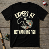 Expert At Not Catching Fish T-Shirt — Black