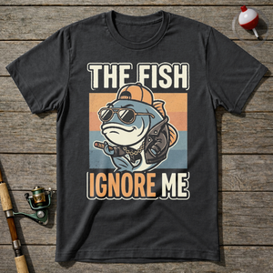 Fish Ignore Me Funny T-Shirt — Charcoal