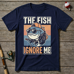 Fish Ignore Me Funny T-Shirt — Navy