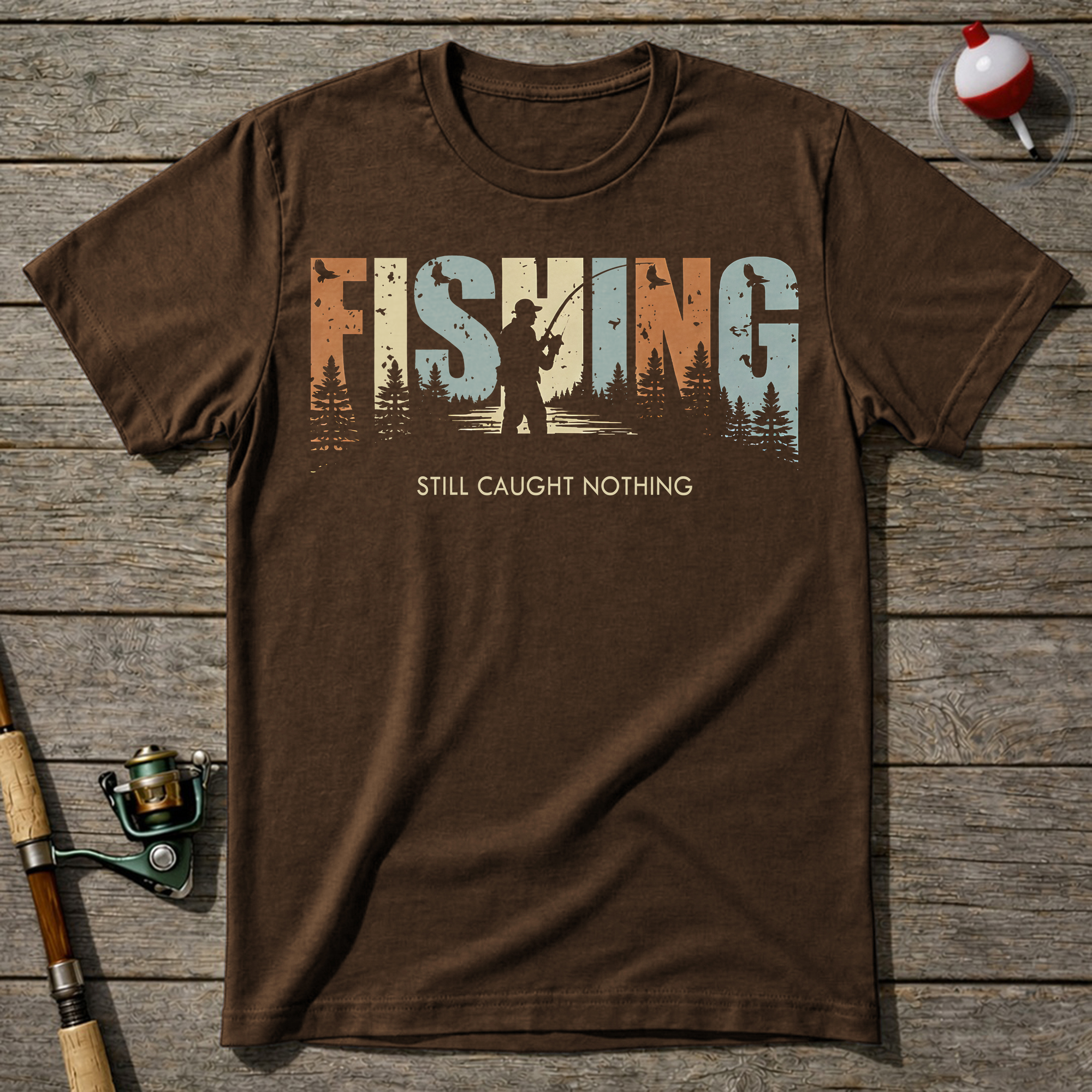 Fishing Nothing T-Shirt — Dark Chocolate