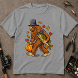 Funny Thanksgiving Bigfoot Bass Fishing T-Shirt, Bass Fishing Shirt, Fishing Graphic Tee
