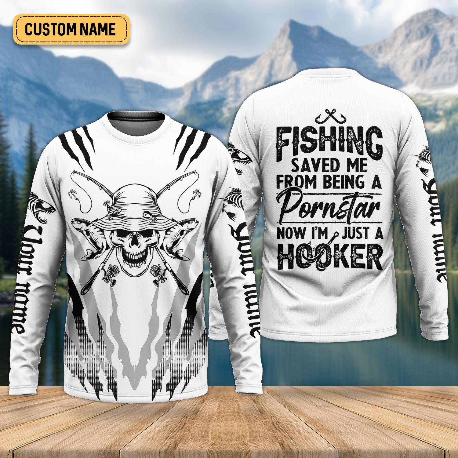 Fishing Saved Me from Being Pornstar, Skull Fishing SPF Shirt, Fish Shirt Funny, Gift For Fisherman