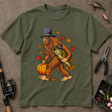 Funny Thanksgiving Bigfoot Bass Fishing T-Shirt, Bass Fishing Shirt, Fishing Graphic Tee