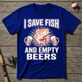 I Save Fish And Empty Beers T-Shirt — Royal Blue