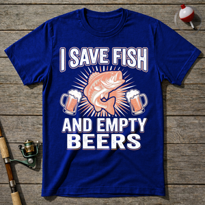 I Save Fish And Empty Beers T-Shirt — Royal Blue