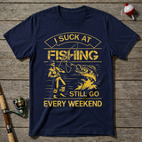 I Suck At Fishing T-Shirt — Navy