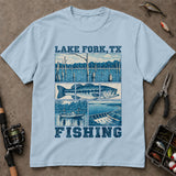 Lake Fork Texas Bass Fishing Scenic Collage T-Shirt, Angler Shirt, Fishing Graphic Tee