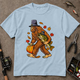 Funny Thanksgiving Bigfoot Bass Fishing T-Shirt, Bass Fishing Shirt, Fishing Graphic Tee
