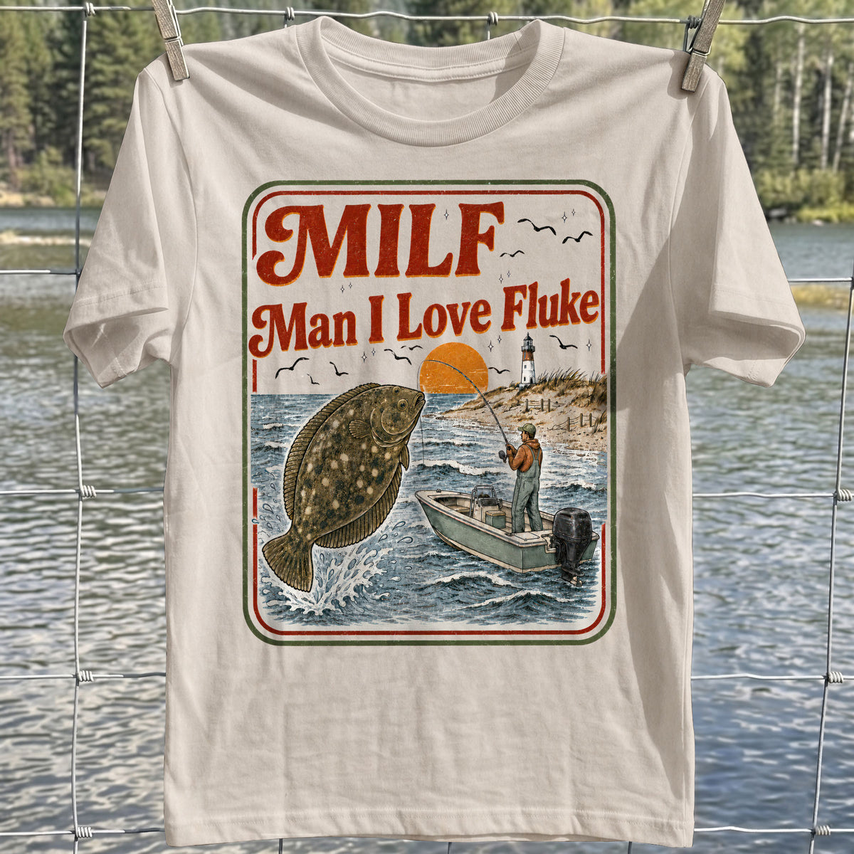 MILF Man I Love Fluke Funny Fishing T-Shirt, Funny Fishing Shirt, Saltwater Fishing Shirt