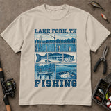 Lake Fork Texas Bass Fishing Scenic Collage T-Shirt, Angler Shirt, Fishing Graphic Tee