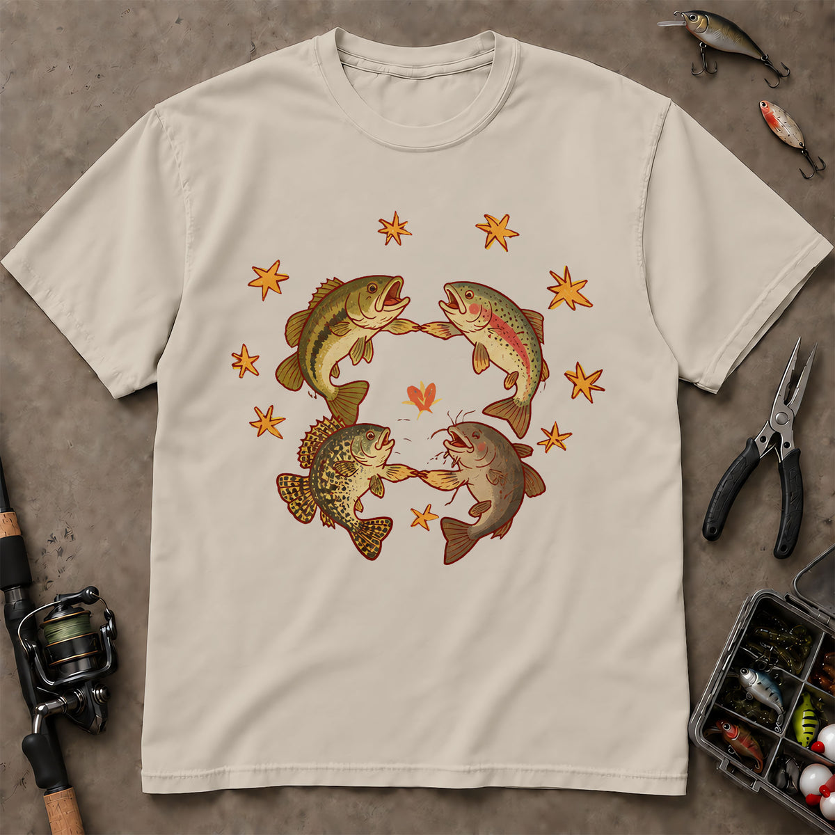 Four Freshwater Fish Heart T-Shirt, Freshwater Fishing Shirt, Fishing Gift For Anglers