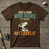 Sucks At Fishing But Loves It T-Shirt