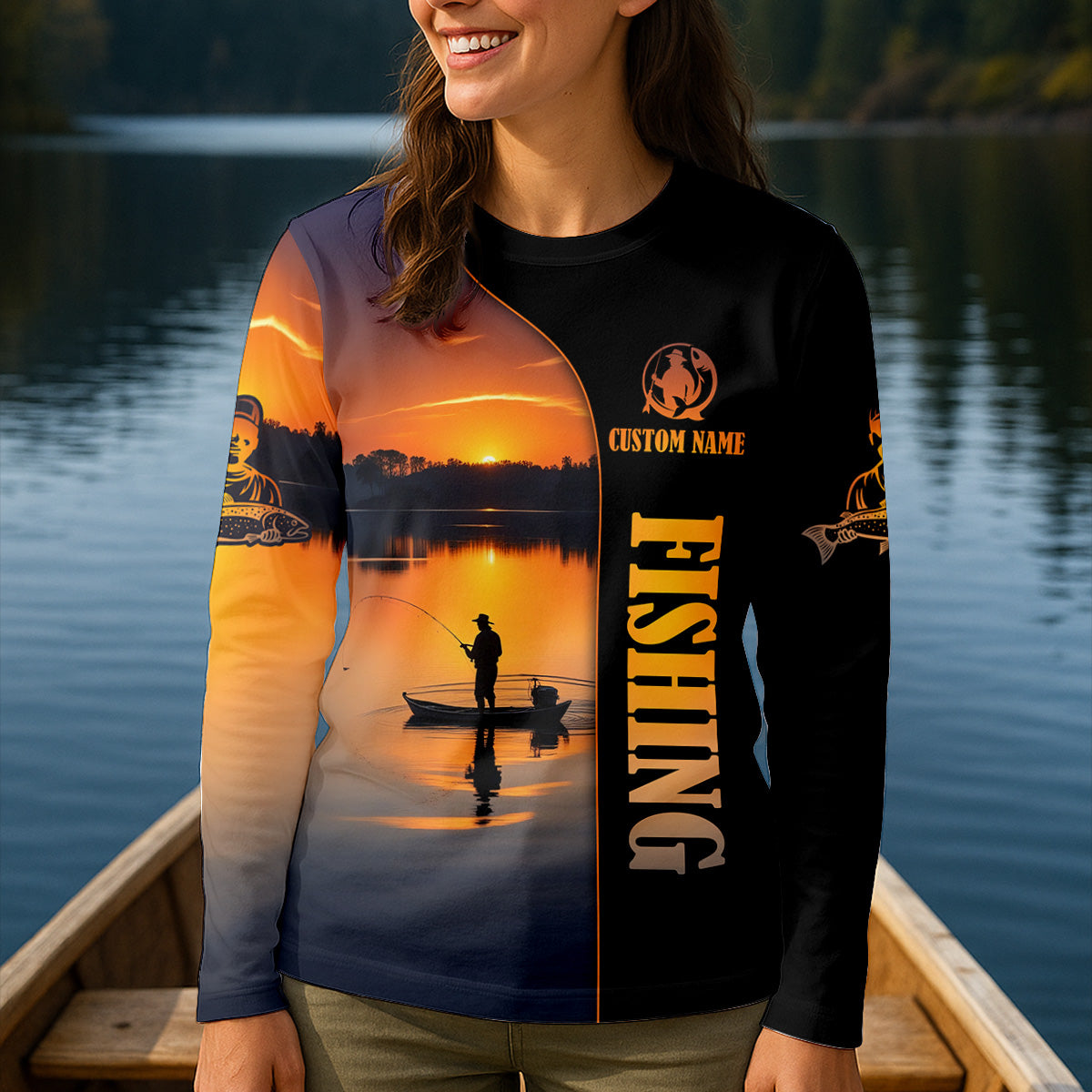 Sunset Fishing Shirt Long Sleeve, Hooded Sun Shirt, Women Fishing Shirt, Camo Shirts For Women