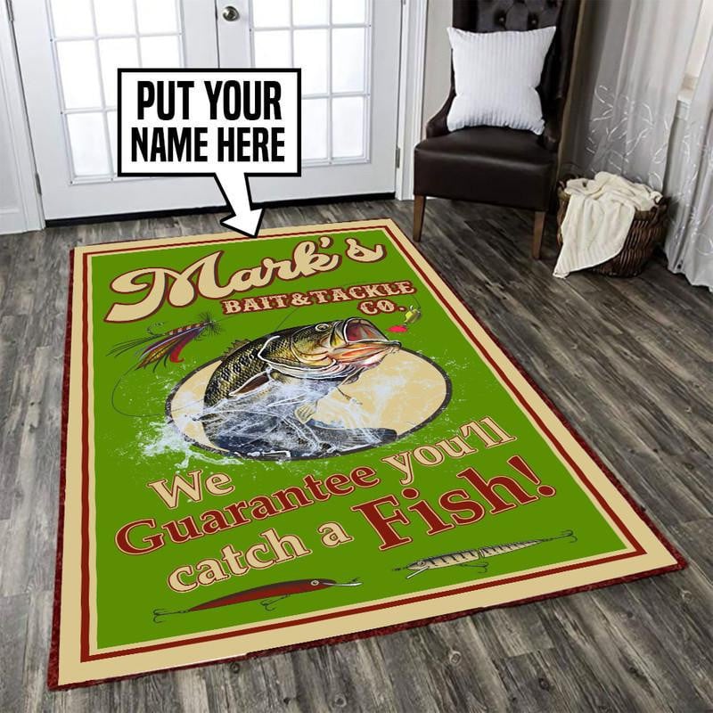 Personalized Fishing Area Rug Carpet Vintage Home Decor Gift Idea