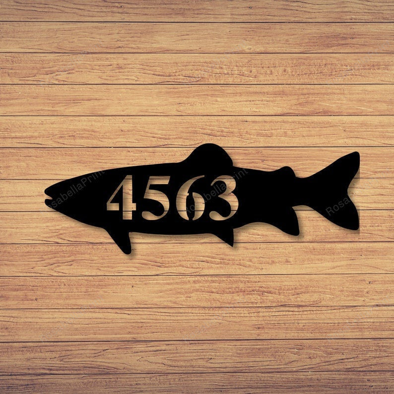 Custom Trout Sign Metal Fish Sign Personalized Name Fish Sign Trout Address Sign L Gift For Fisherman Trout Sign Fishing Decor