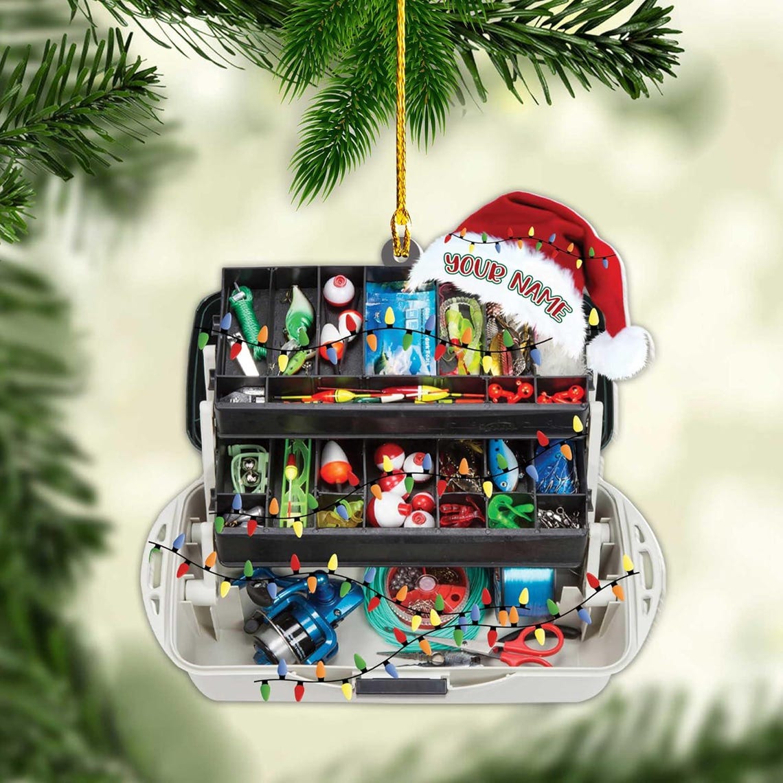 Custom Tackle Box Acrylic Xmas Ornaments, Presents For Fishing Lovers, Fishing Ornament