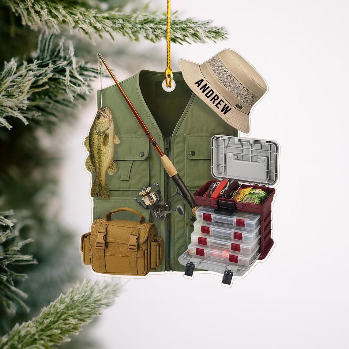 Fishing Ornament, Custom Acrylic Ornament, Gift For Fisherman, Christmas Tree Decor