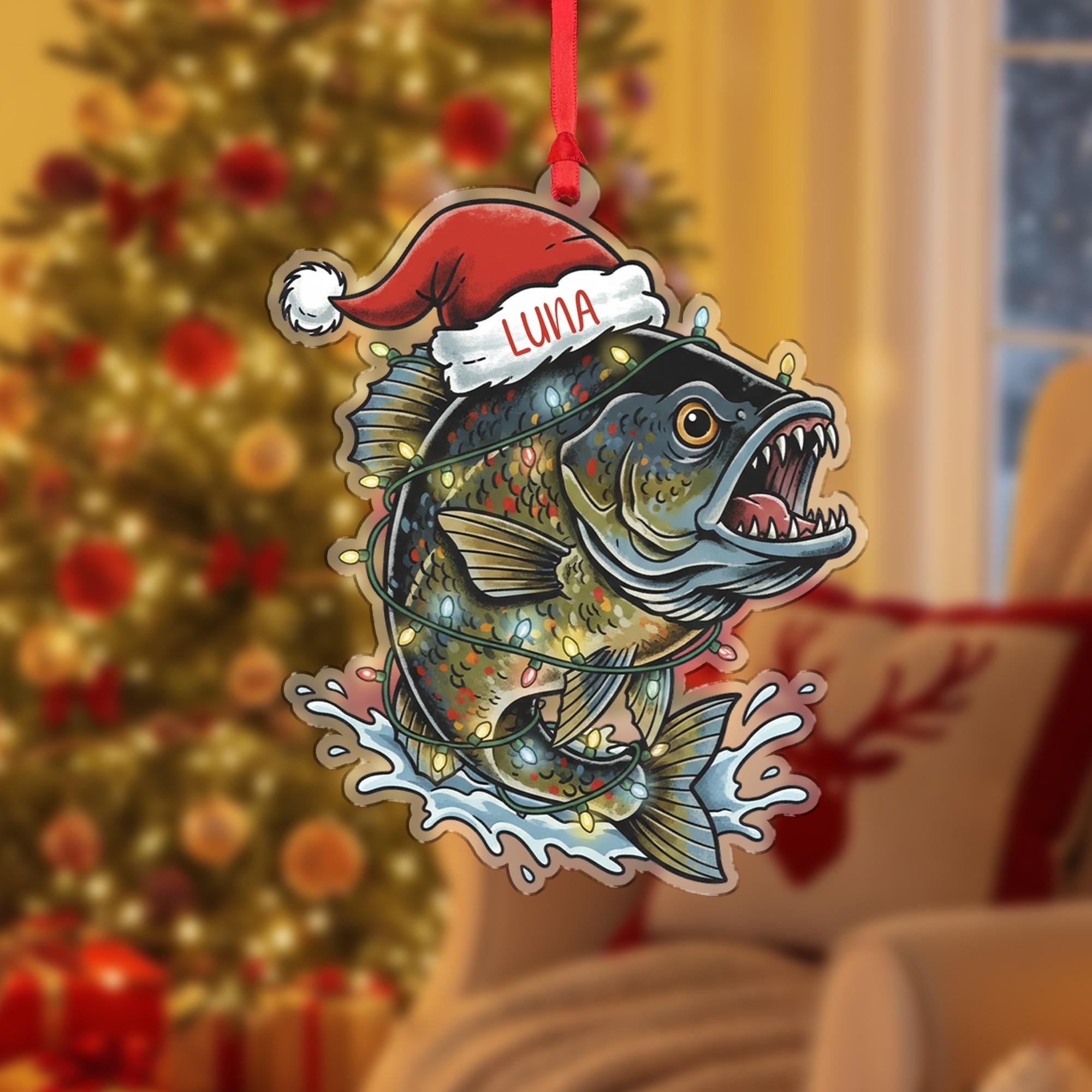 Personalized Trout Fishing Acrylic Ornament, Custom Acrylic Ornaments, Gift For Fisherman